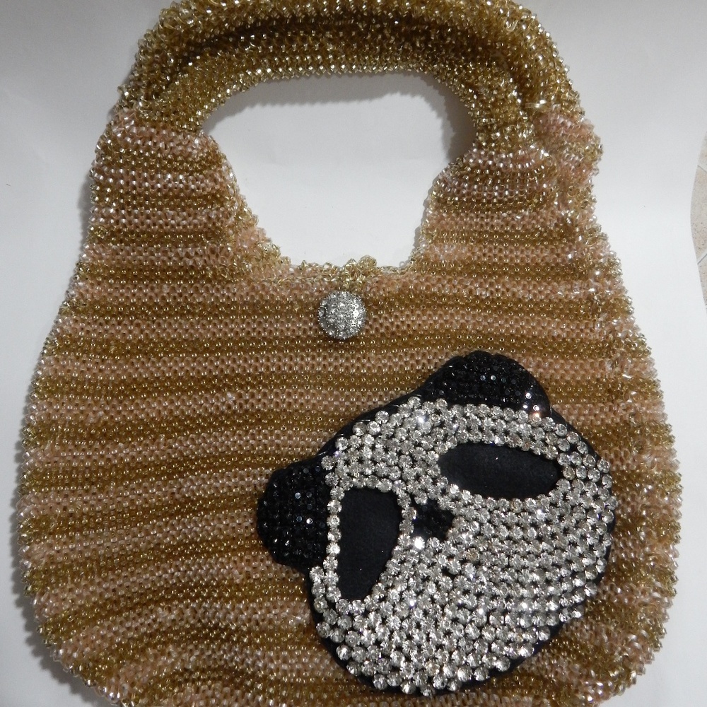 Handmade Lanyard Shopper Bag w/ Rhinestone Panda